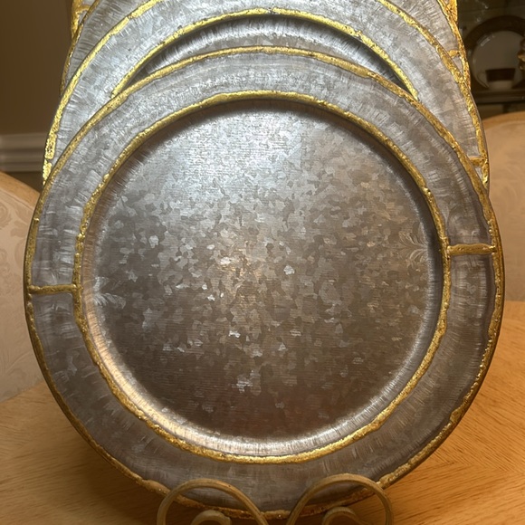 Hearth & Hand with Magnolia - Galvanized Charger with Gold Welding (4) - Picture 3 of 8